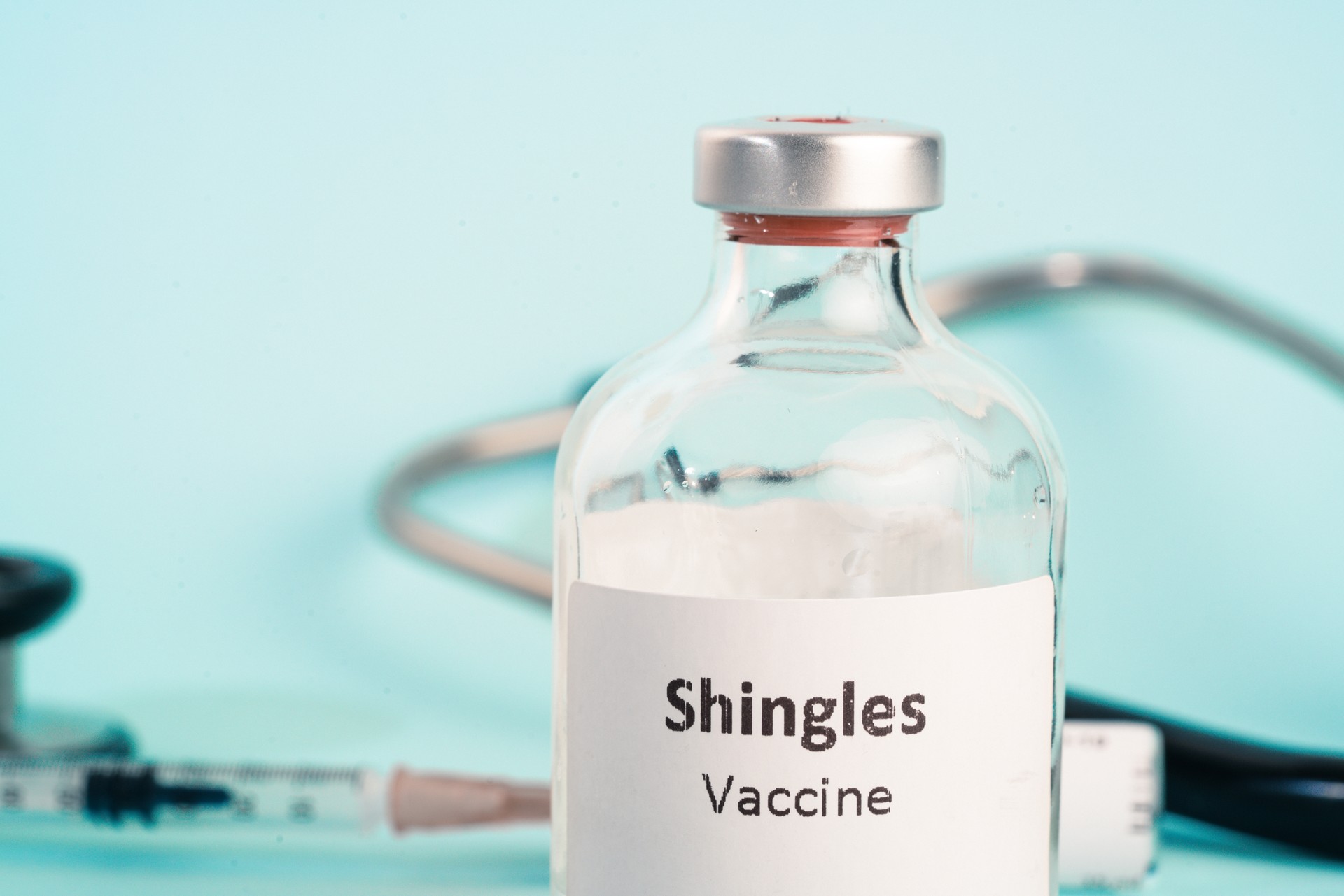 Shingles Vaccine Syringe stock photo